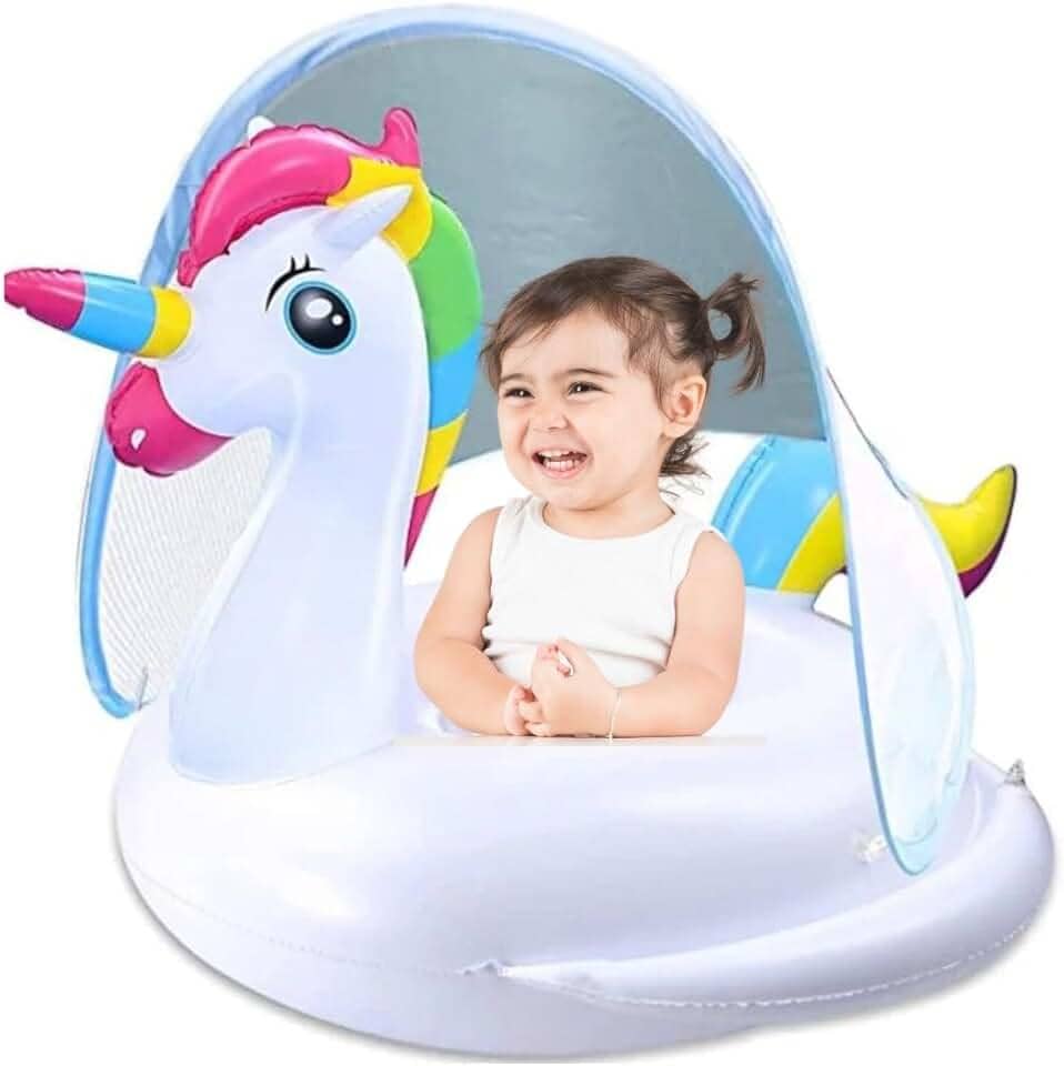 Boia Infantil Unicórnio Inflável com Proteção SPF 50+, para Bebês de 6 a 48 Meses