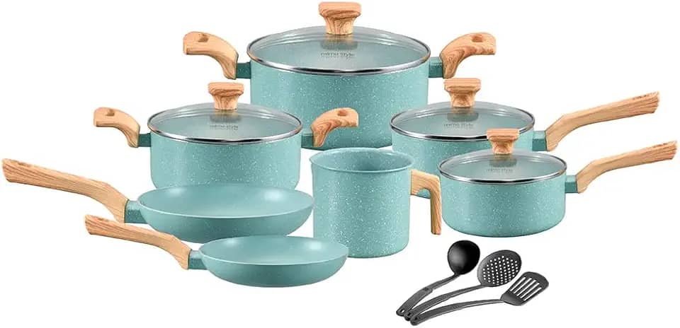 Mimo Style Conjunto de 10 Panelas, Pratic Cook Green, Compatível com Fogão por Indução