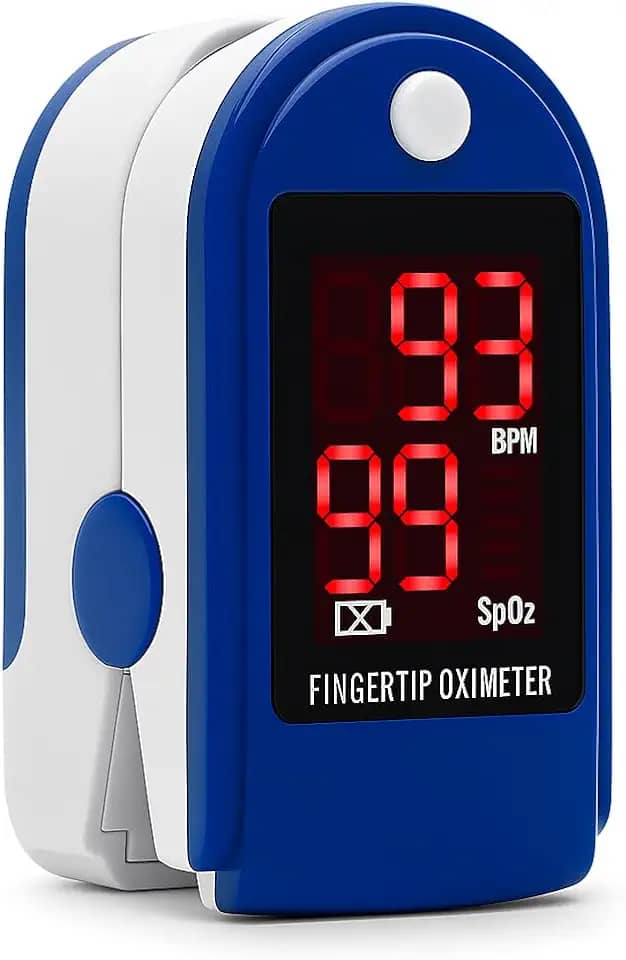 Oxímetro Digital de Dedo – Medidor de Saturação de Oxigênio (SpO2) e Batimentos Cardíacos – Tela LED, Portátil e Fácil de Usar – Ideal para Casa, Academia e Viagens