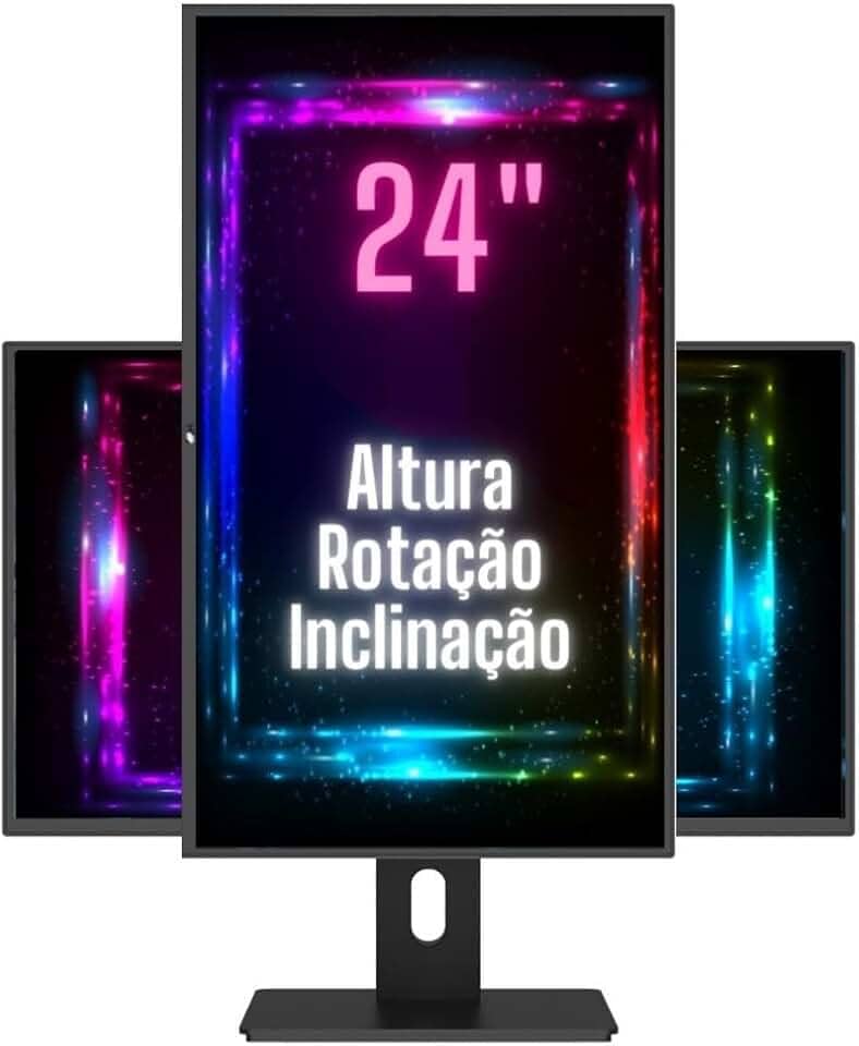 Monitor 24" LED Ergonômico Ajuste de altura, rotação vertical, rotação horizontal, inclinação, Widescreen, 2ms, 75Hz, Full HD, HDMI, 3green Pro 243G