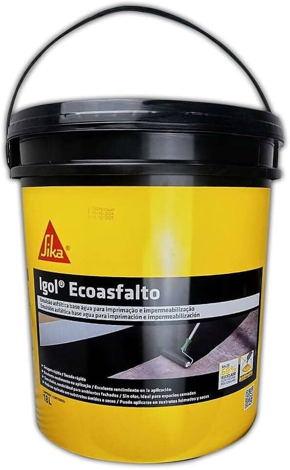 Sika Manta Líquida Impermeabilizante Igol EcoAsfalto Eco Balde 18L para Concreto Argamassa Rebocos Emboços - Original