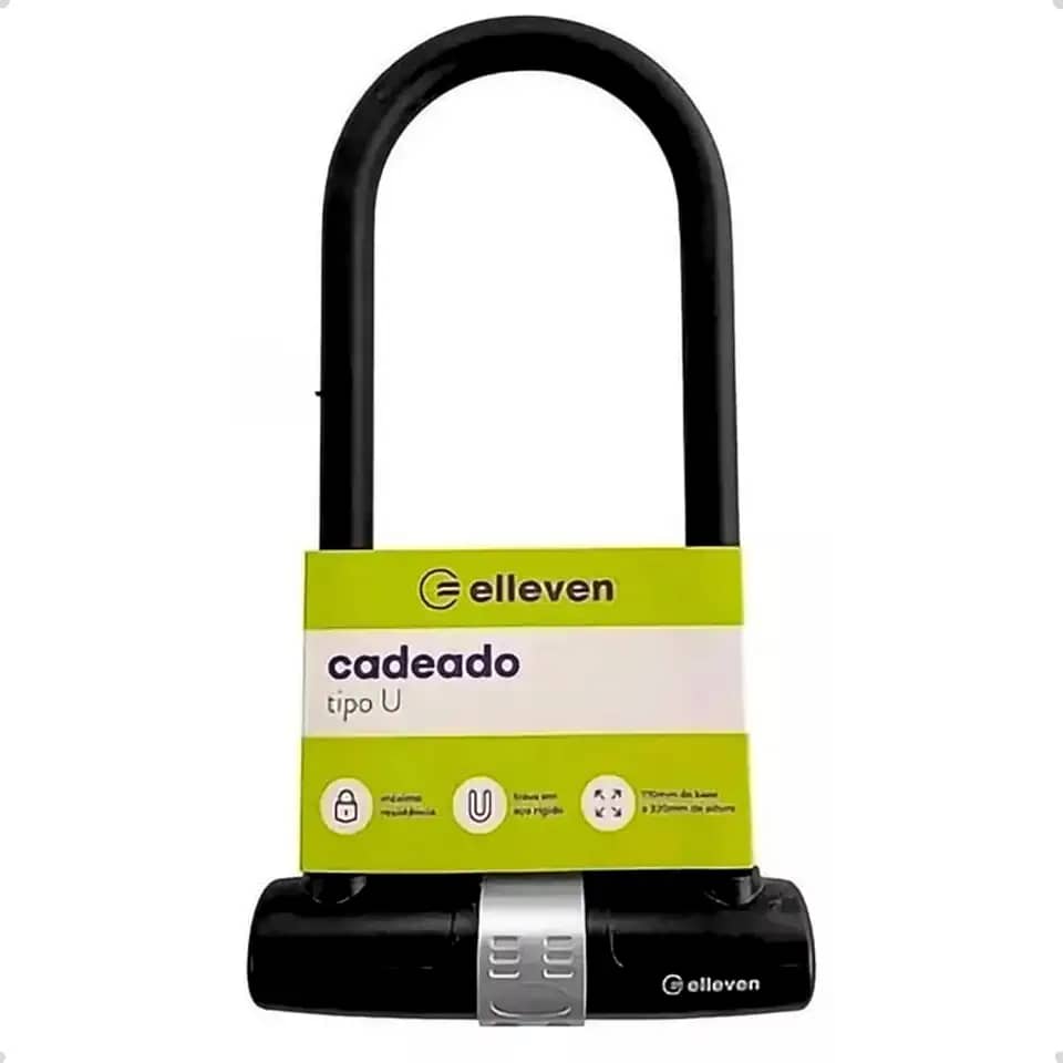 Cadeado Bike Bicicleta U Lock Trava Chave 170x320mm Elleven