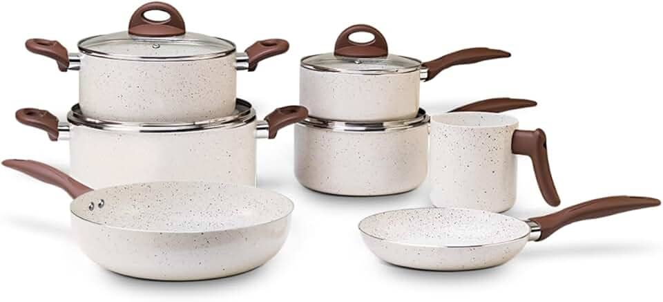 Brinox - Jogo de Panelas Antiaderente Ceramic Life 7 Peças Smart Plus - Vanilla