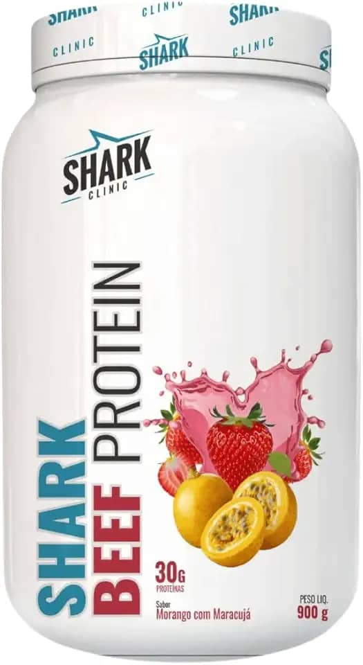 Whey Beef Protein Pote 900g Shark Pro Morango com Maracujá (Embalagem pode variar)