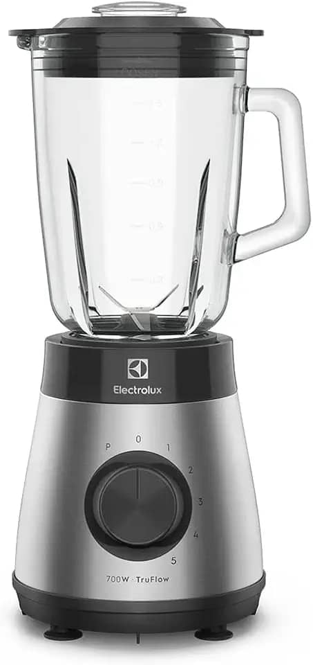 Liquidificador Electrolux inox jarra de vidro resistente capacidade 1,5L 5 velocidades função pulsar 700W EBS30 220v