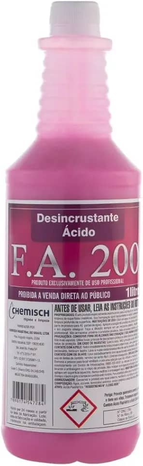 Desincrustante Ácido FA 200 1L Para Limpar Pedras Encardidas