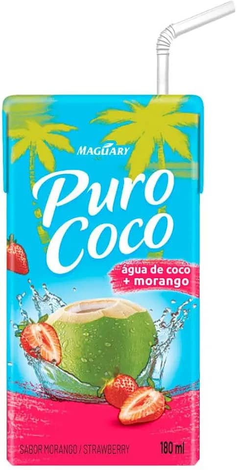 Puro Coco Água De Coco Saborizada 180Ml Morango