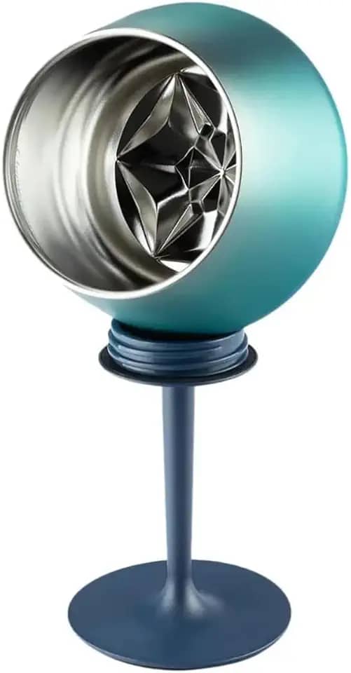 Taça Térmica Prismática Aço Inoxidável 410ml, Copo e Taça 2 em 1 com Haste Removível, Parede Dupla com Isolamento a Vácuo, Vinho, Gin, Base de Silicone Não Arranhar, Lava-Louça, Marca ATM (Verde)