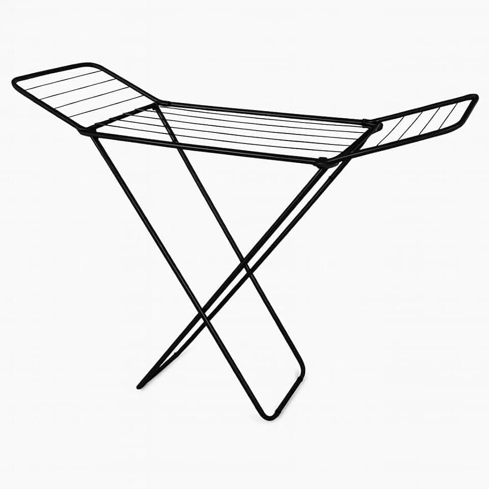 Varal De Chão Reforçado Com Abas 10M De Varal - Suporta 12kg Prático Para Roupas Diárias E Lavanderia (PRETO, 1,43X50X90cm)