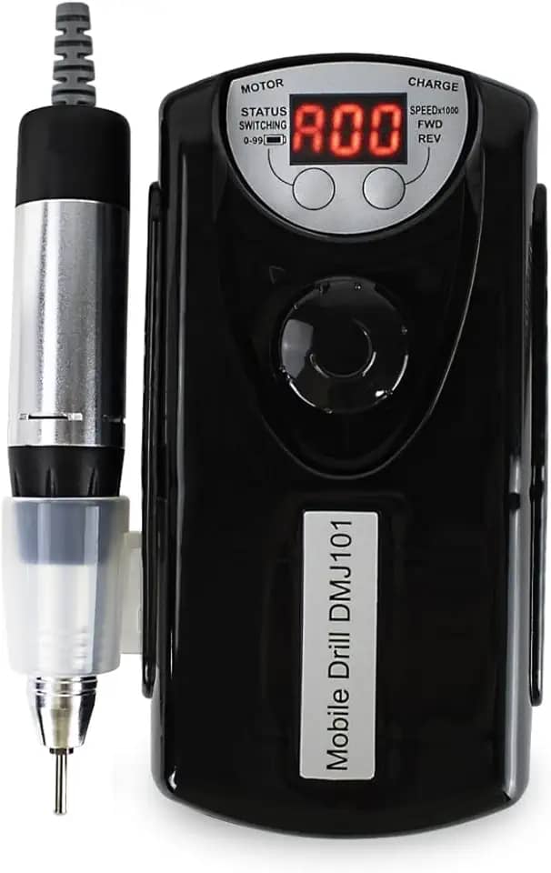 Lixadeira Elétrica Unhas Recarregável Portátil Bivolt Preta