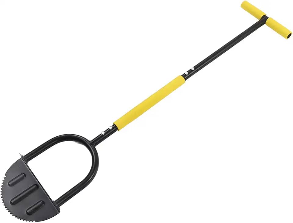 Luqeeg Aparador de grama manual, cortador de grama sem fio, cortador de dentes de serra de meia lua de 95 cm com aderência em T para paisagismo, calçadas, quintal, manutenção de grama