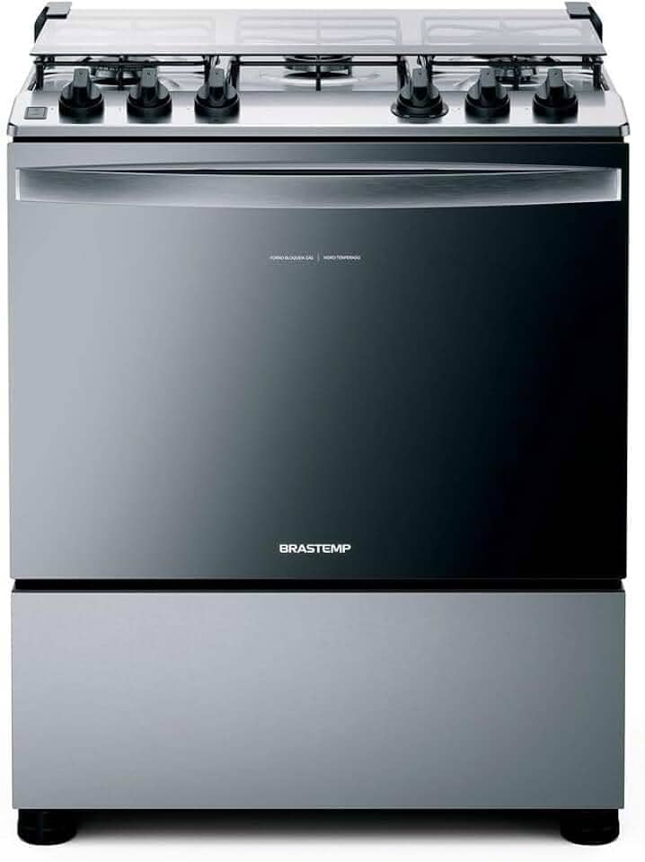 Fogão Brastemp 5 Bocas Cor Inox Com Botões Removíveis E Exclusivo Aro Protetor - BFS5NCR BIVOLT
