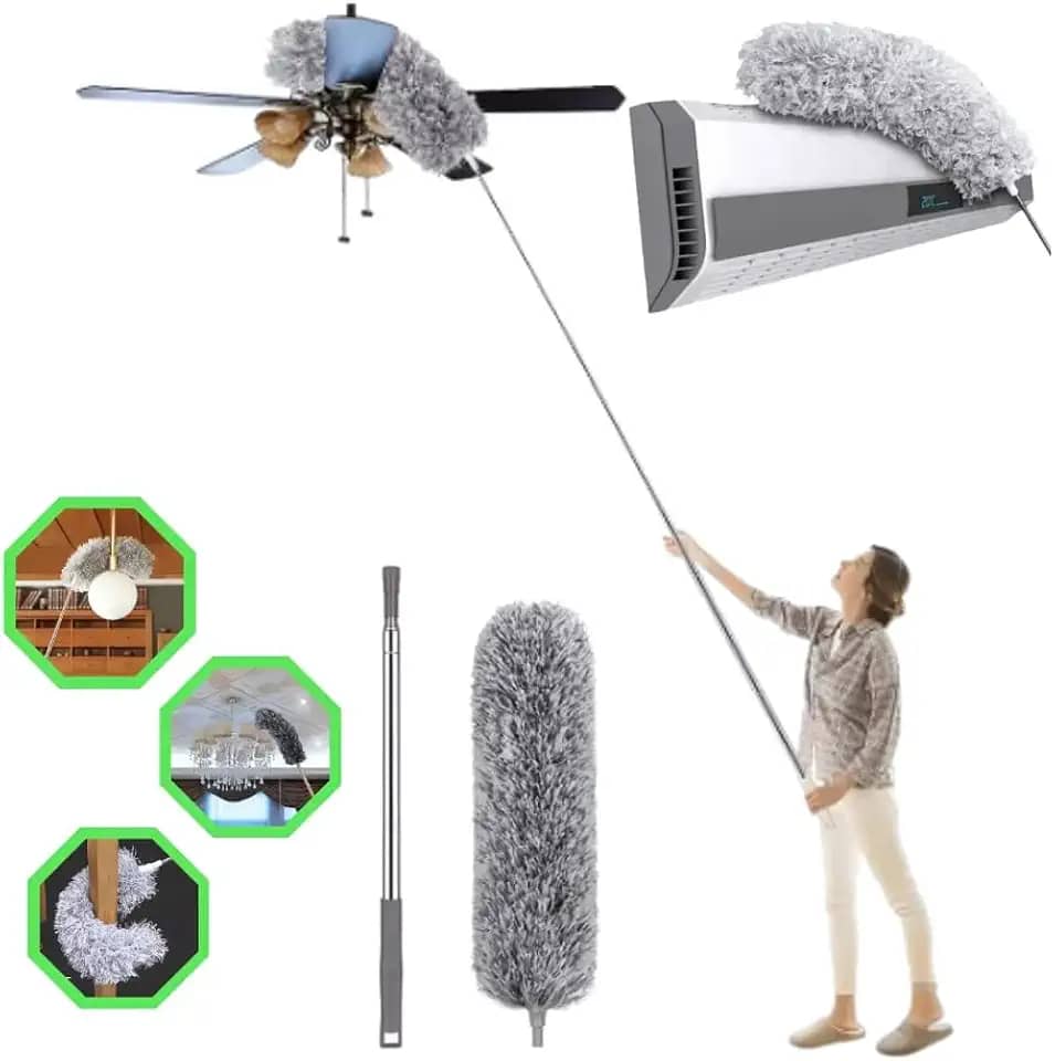 Espanador de Microfibra Retrátil com Tecnologia Eletrostática - Espanador De Limpeza Fácil e Segura Modelo Premium.