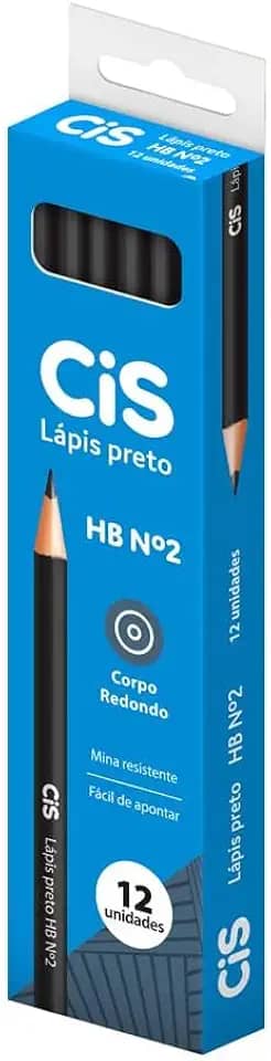 Lápis Grafite Redondo HB N.2 Plastic, Caixa com 12 unidades