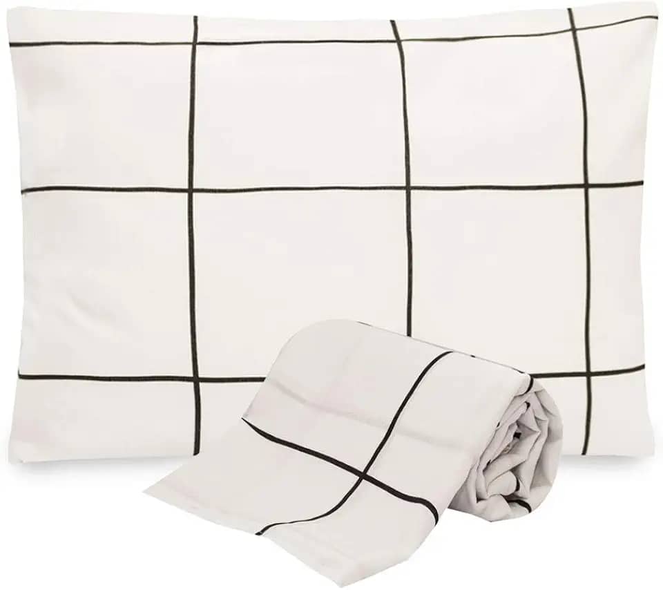 Jogo De Lençol Solteiro 2 Peças Grid Algodão, Branco, Marina Enxovais, Duplo, Classic