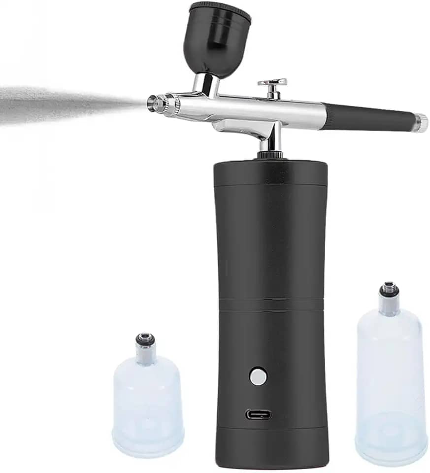 Aerógrafo Portátil com Mini Compressor Sem Fio para Decoração de Bolos (Preto)