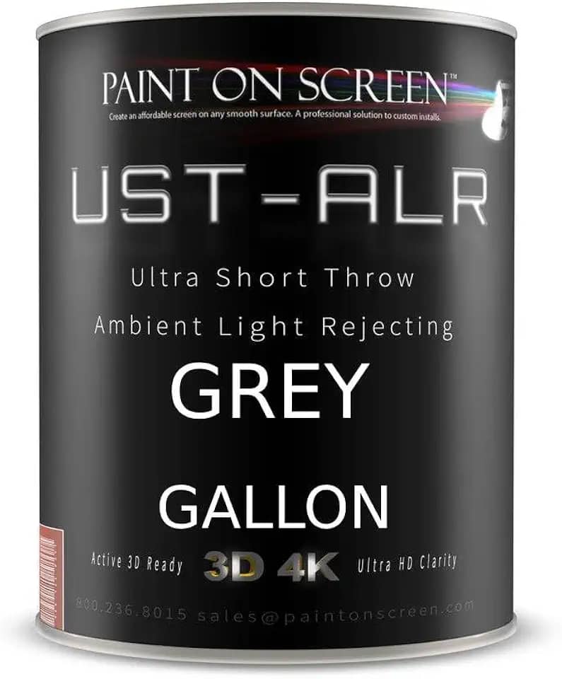 Tinta de tela de projetor com rejeição de luz ambiente | Tinta de tela de projetor UST para imagem perfeita 1080 HD e 4K UHD clareza em espaços de alta luz ambiente | Cinza fosco, 1