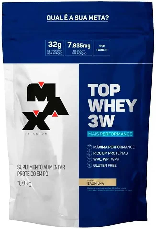 Max Titanium Top Whey 3W + Performance Refil 1 8Kg Baunilha V01