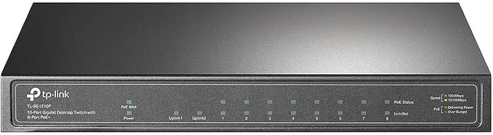 TP-Link 8 Port Gigabit PoE Switch | 8 PoE+ Ports @63W, w/ 1 Gigabit Port and 1 SFP Slot | Desktop | Plug & Play | Life Warranty | Support QoS and IGMP (TL-SG1210P)