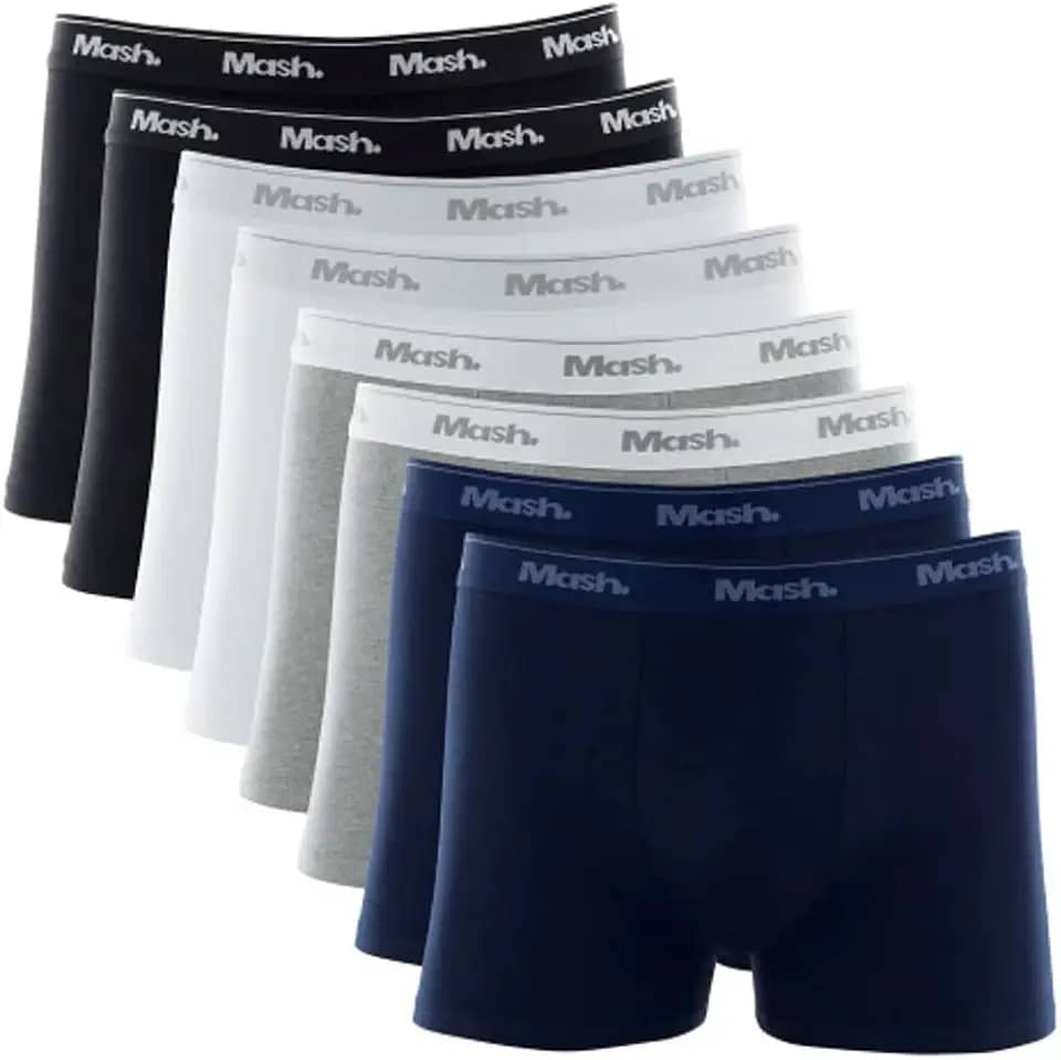 Kit 8 Cuecas Boxer Mash Algodão Masculino Adulto Cueca Box Preto Sortido