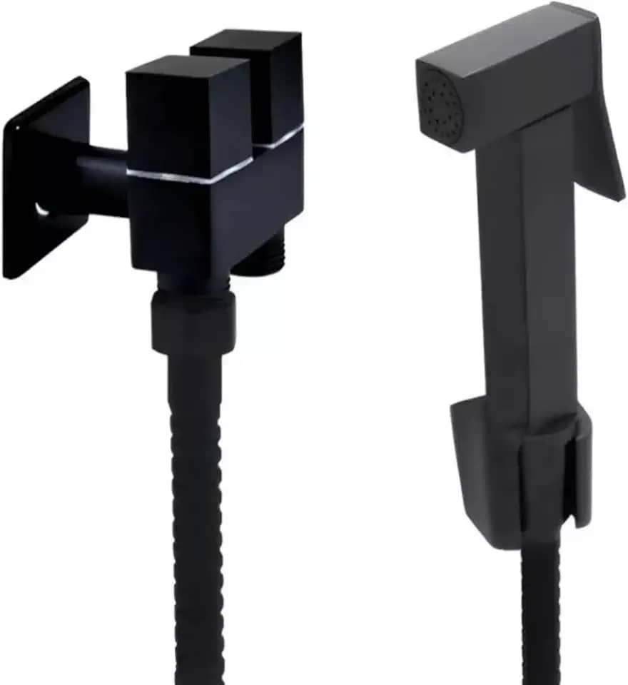 Ducha Higiênica, Registro Saída Dupla E Flexível 1,5m Preta