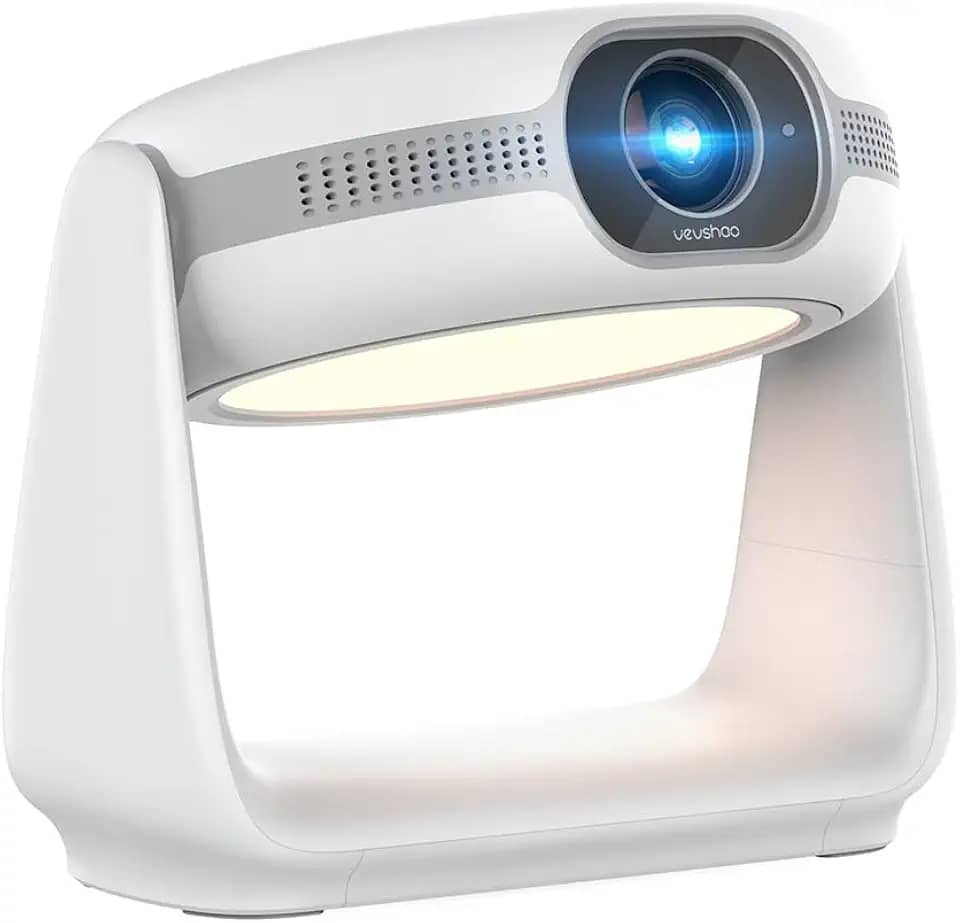 VEVSHAO A10 1080p Full HD Autofoco Android 11.0 5G WiFi BT 5.2 Projetor Inteligente Projetor Rotativo 270° Pode Ser Usado Como Luz Noturna