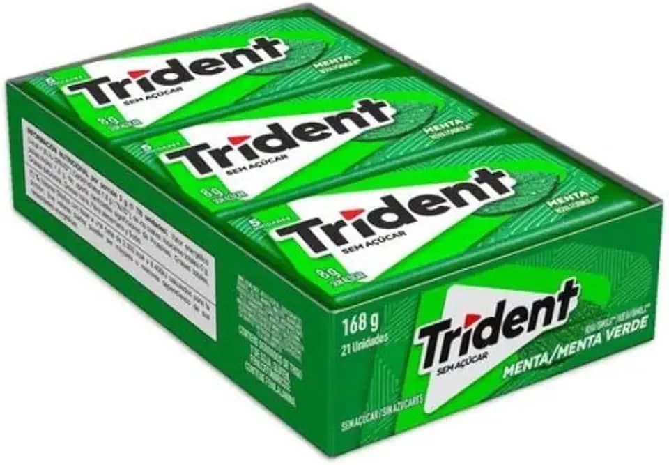 Chiclete Trident Sabor Menta Verde, Display com 21 Unidades