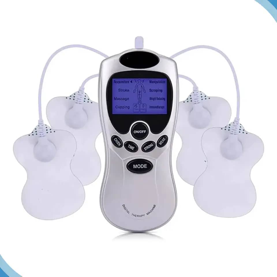 Massageador Muscular Tens e Fes com 4 Eletrodos – Aparelho de Choque Elétrico para Alívio de Dores