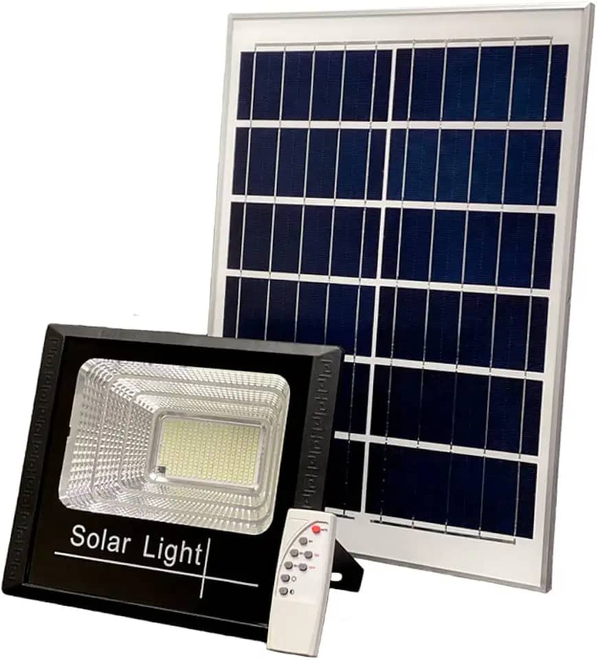 Refletor Holofote Ultra Led Solar 200w 6000K + Placa Solar + Controle Prova D´água, instalação fácil, Aréa Externa e interna