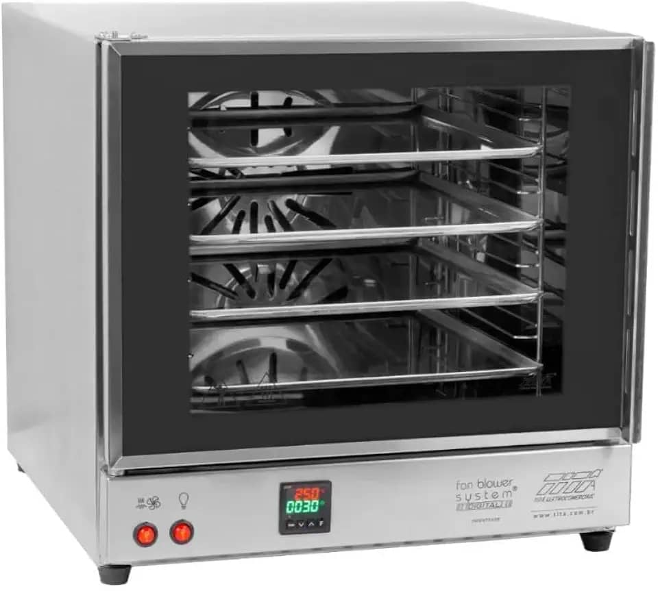 Forno Turbo Elétrico Digital Profissional FETP-D 3040W Preto Compacto 4 Assadeiras Rápido Aquecimento - Titã - 220V - Mo