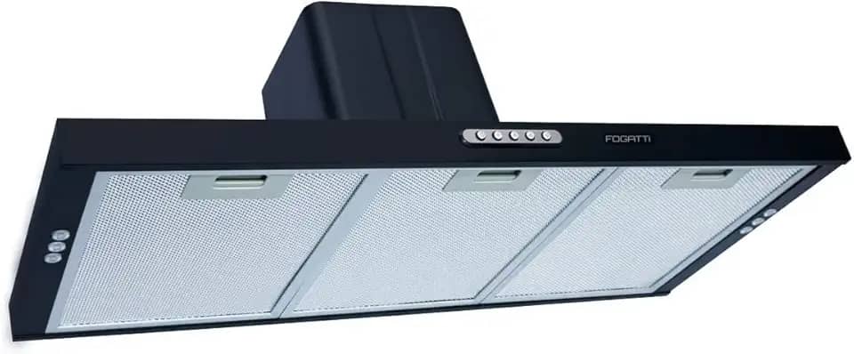 Fogatti Depurador Slim Compact 75cm Digital Preto, 550m³/h, 3 Velocidades, Aço Pintado, Alumínio Metálico Lavável, Garantia de 12 Meses