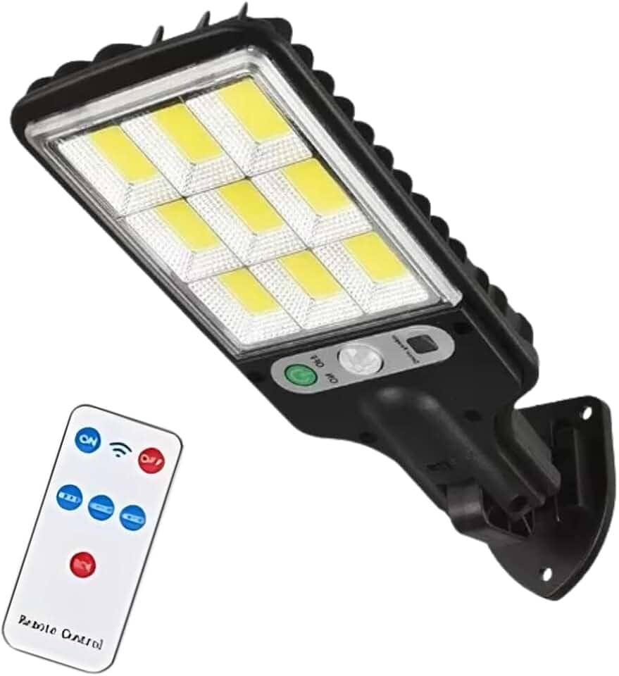 Luminária Solar Led Refletor 180 144 Smd Sensor presença fotocélula com Controle área externa Parede quintal (180)