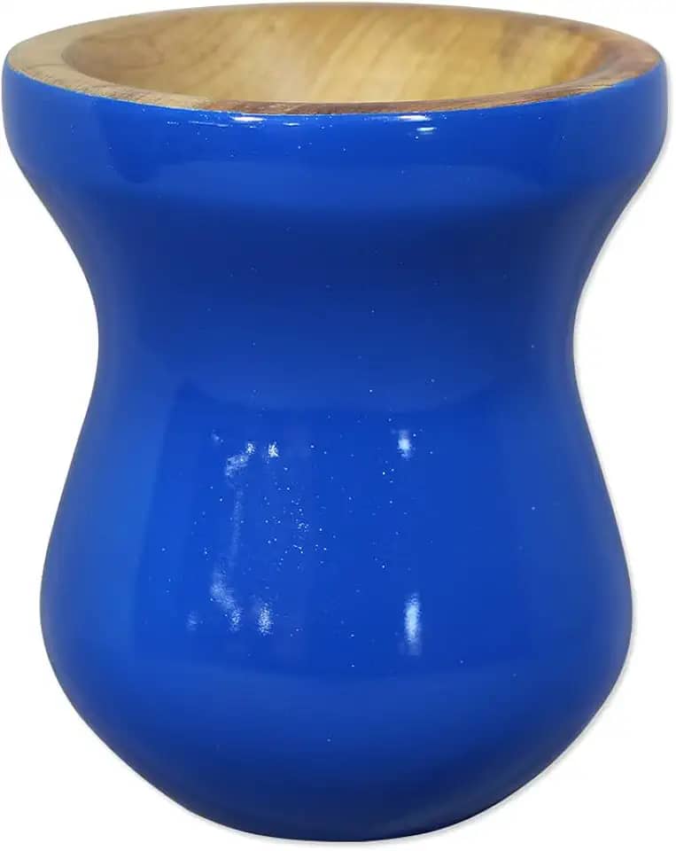 Cuia Madeira Nobre Imbuia Chimarrão Perolizada Azul