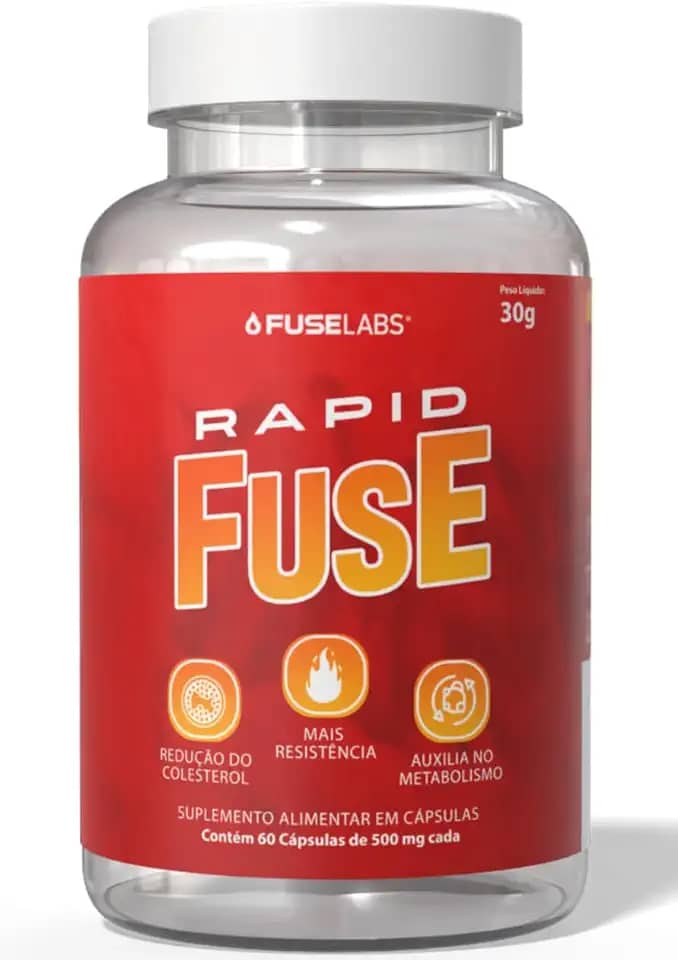 Suplemento Termogênico Rapid Fuse (Foguinho) 60 Cápsulas - Pré-Treino com Cafeína, Psyllium e Cromo - Energia, Foco e Suporte Metabólico - Fuselabs