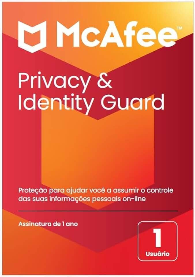McAfee Privacy & Identity Guard| 1 Dispositivo | Monitoramento de identidade e proteção de dados pessoais | Privacidade em redes sociais | Cartão-chave