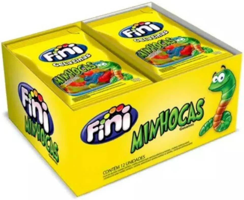 Fini Balas De Gelatina Minhocas Com 12 Unidades