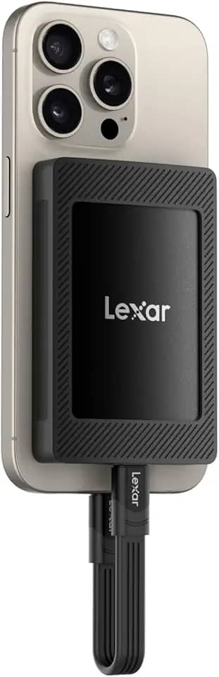 Lexar SSD externo SL500M de 1 TB com conjunto magnético, SSD portátil USB 3.2 Gen2x2, leitura de até 2000 MB/s, unidade de estado sólido externa compacta, ultrafino, compatível com iPhone 15