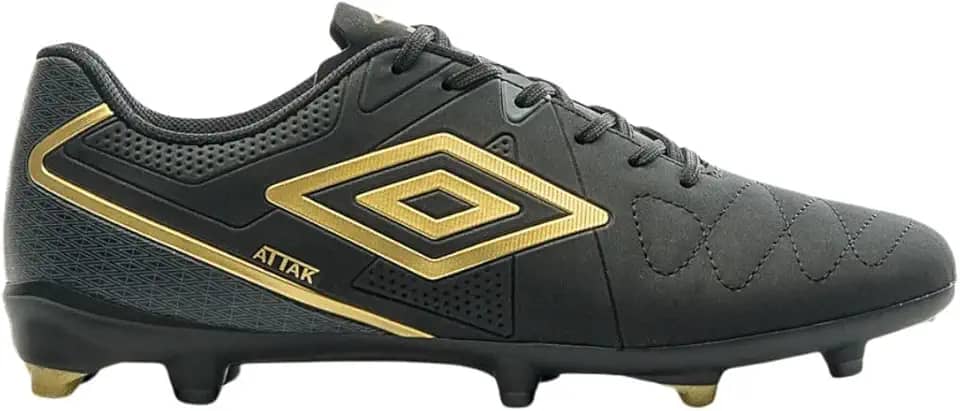 Chuteira Umbro Attak Eternal Campo Preto e Dourado