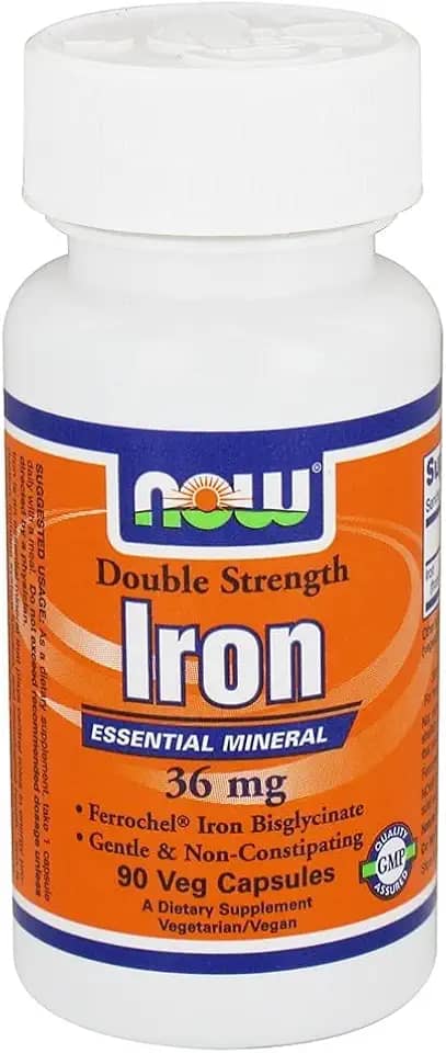 NOW Foods - Ferro Mineral Essencial de Dupla Força 36 mg. - 90 cápsulas vegetais