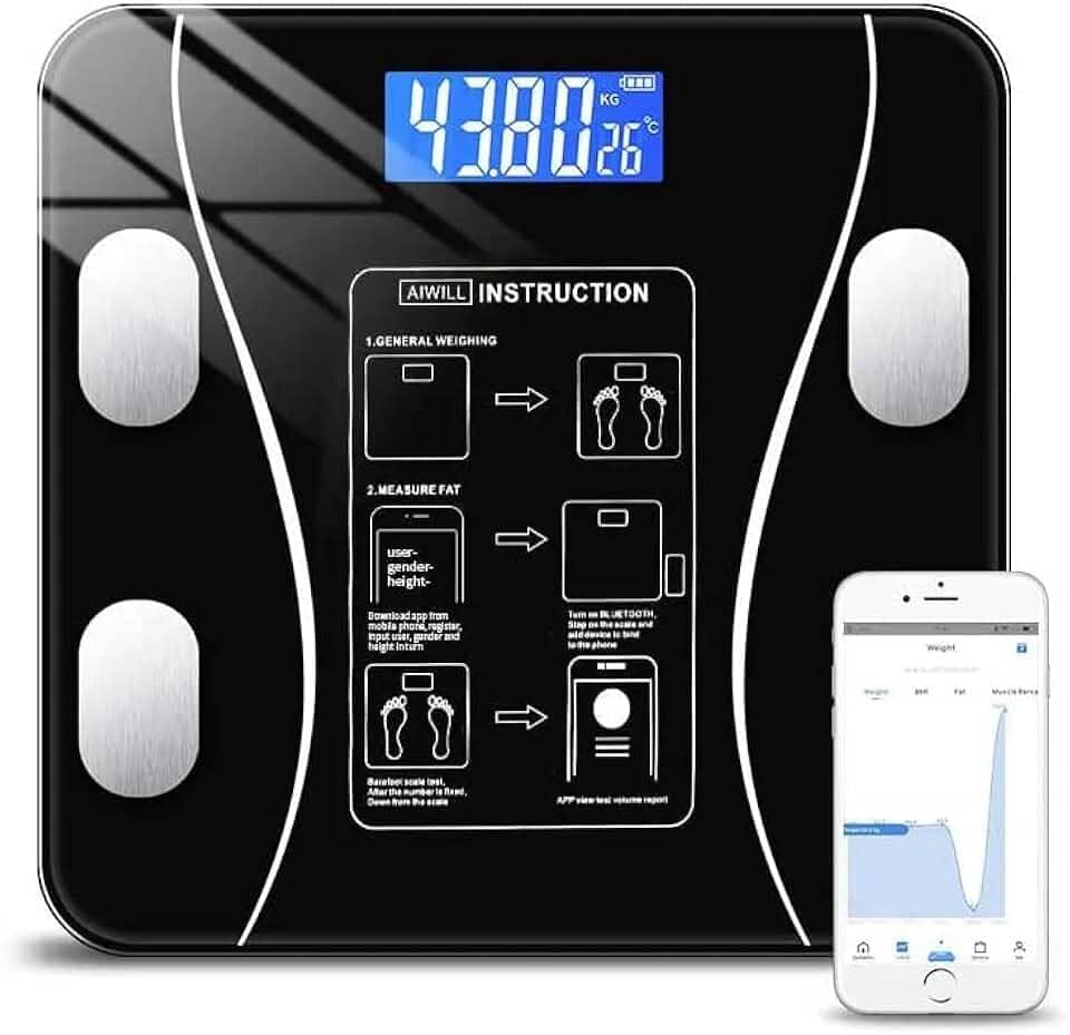 Balança Digital Bioimpedância Corporal Vidro 140kg Bluetooth