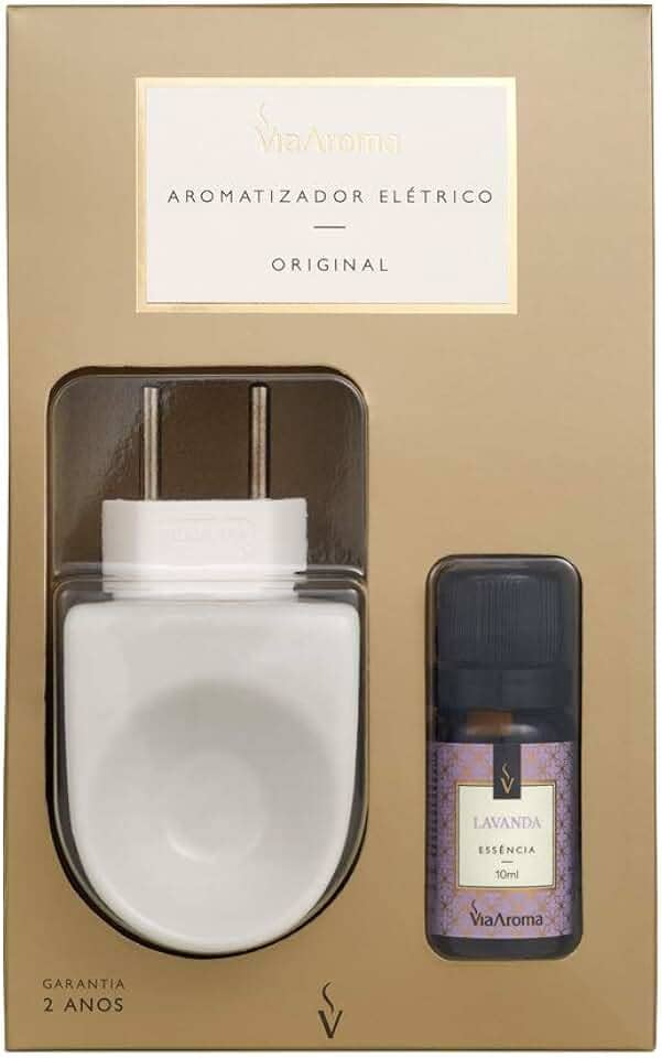 Aromatizador de Ambiente Via Aroma Difusor Elétrico + 1 Essência (Lavanda)