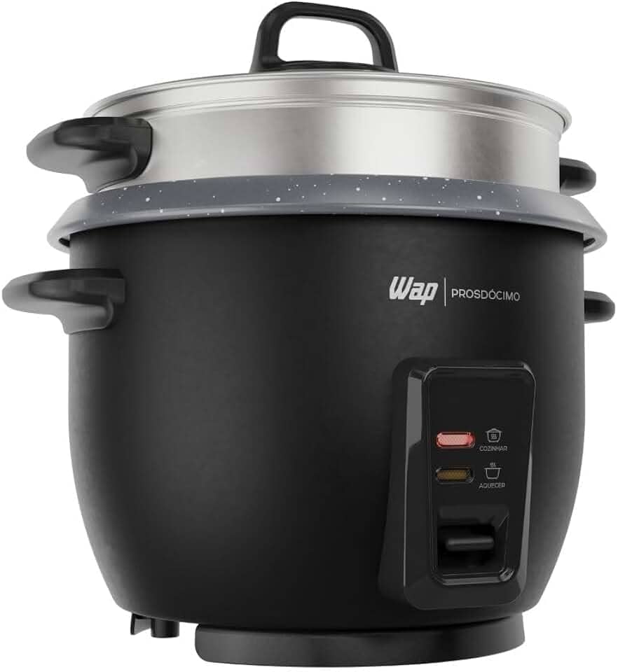 WAP Panela de Arroz Elétrica WRC1000 2 em 1, Suporte para Cozimento de Legumes à Vapor e Desligamento Automático 220V