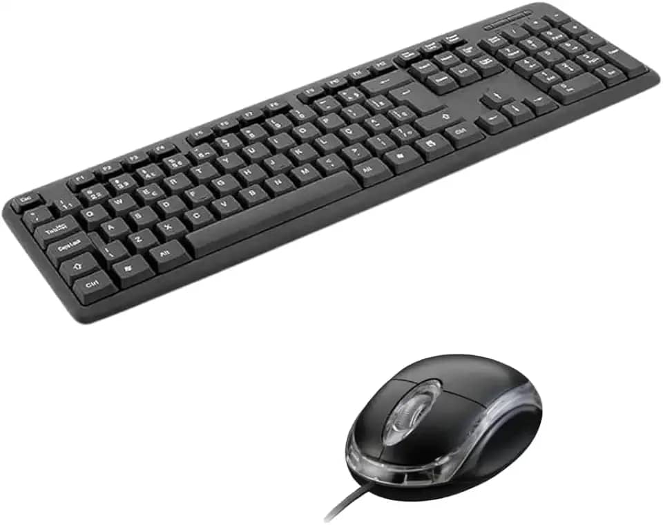 Kit Teclado e Mouse Premium USB ABNT2 - Design Ergonômico, Conexão Estável e Durável para PC, Notebook, Desktop, Escritório e Home Office