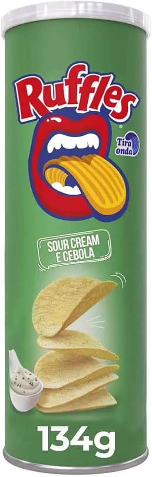 Salgadinho a Base De Batata Sour Cream e Cebola Ruffles Tira Onda Elma Chips Tubo 134G