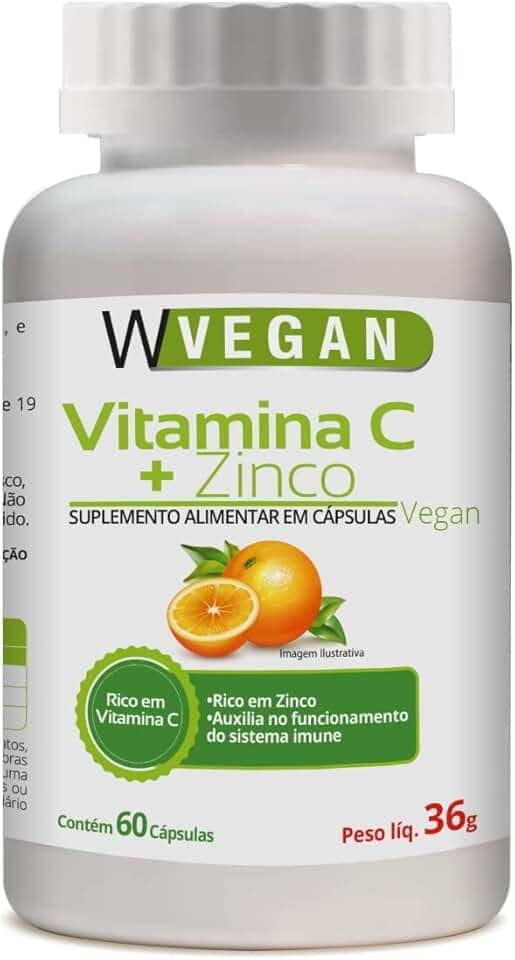 W Vegan Vitamina C 500Mg + Zinco 60 Capsulas Wvegan Vegano