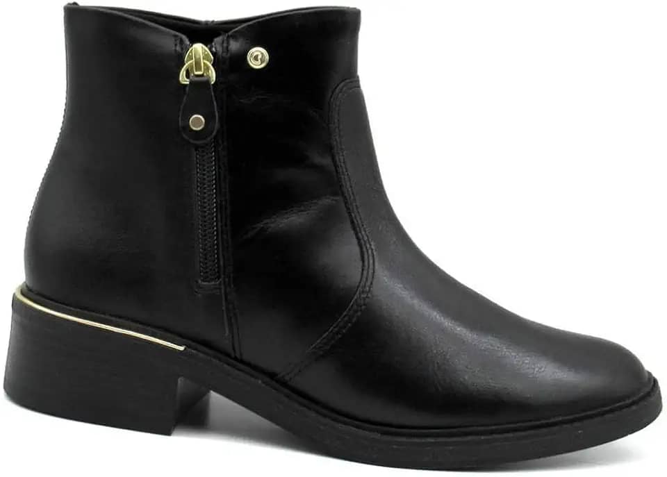 Bota Curta Comfortflex Ankle Boot Couro Preto 2469301