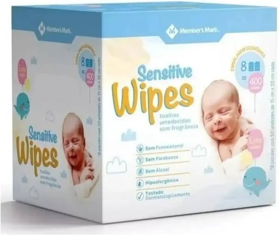 Lenços umedecidos Toalha baby wipes sem fragrância caixa com 400 un