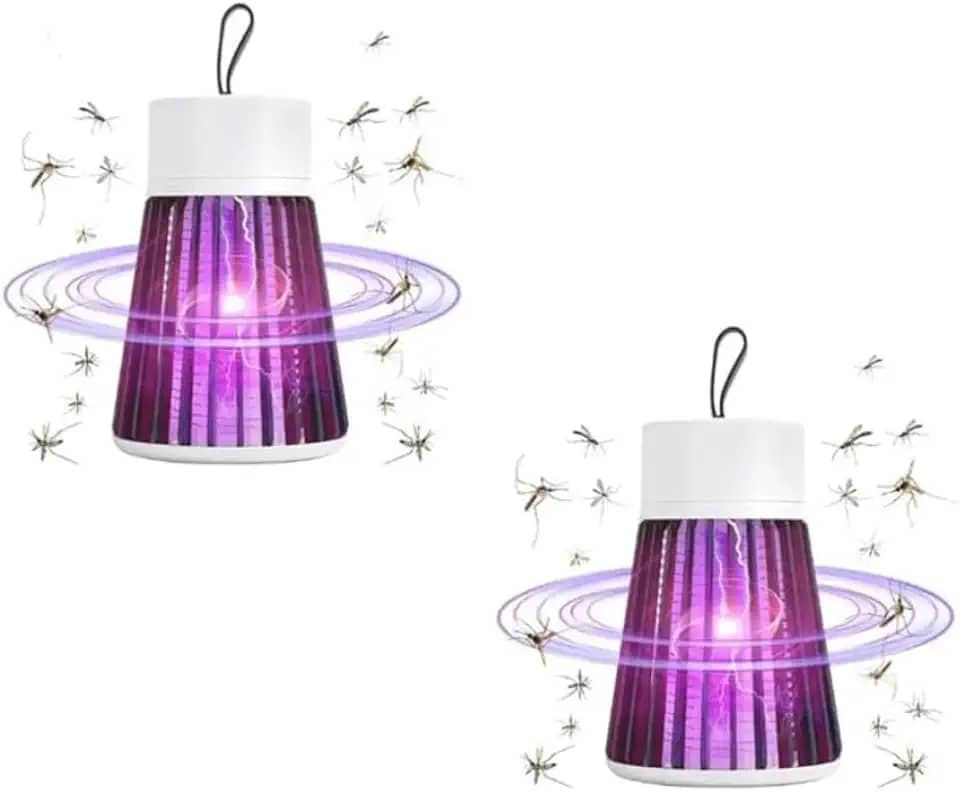 Kit 2 Luminárias Armadilha Mata Mosquito Elétrica, Repelente para Pernilongo Insetos, 12,5 cm, com Alça