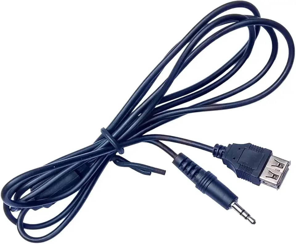 Cabo Adaptador USB para Áudio P2 3.5mm, Conexão para Som Automotivo, Preto