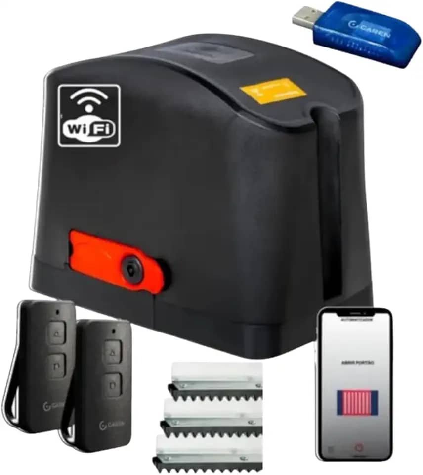 Motor de Portão Deslizante Garen Fit Connect 127V com Wi-Fi App GSmart e 3 Metros de Cremalheiras (3 Metros)